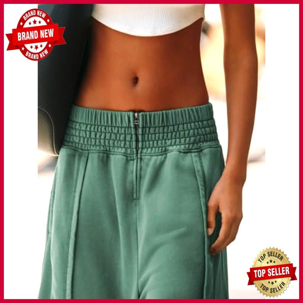 Wide Leg Palazzo Pants High Waisted Stretchy Cotton Lounge Sweatpants with - Picture 4 of 7